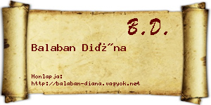 Balaban Diána névjegykártya